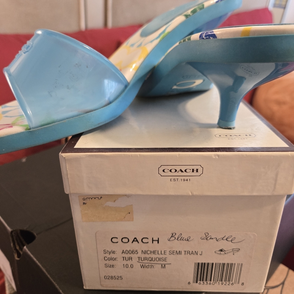 Coach Turquoise Floral Sandals